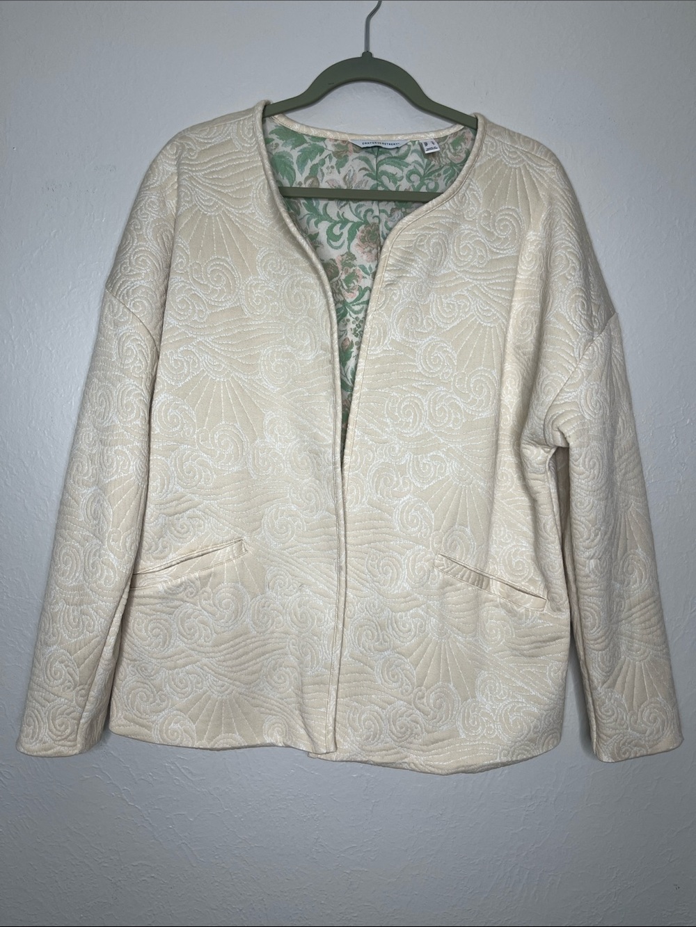 Quilted Cream Jacket Denim & Co Canyon Retreat Size M Relaxed Fit Minimalist